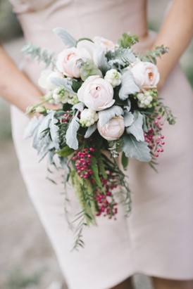 Peach rose and pepper berry bouquet