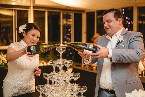 Pouring champagne tower