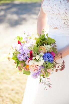 Purple and red wedding bouquet