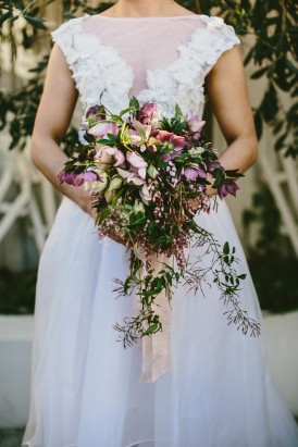 Trailing wedding bouquet with jasmine