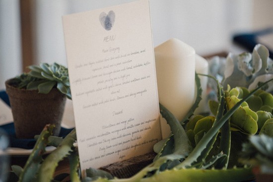 Wedding menu with succulents