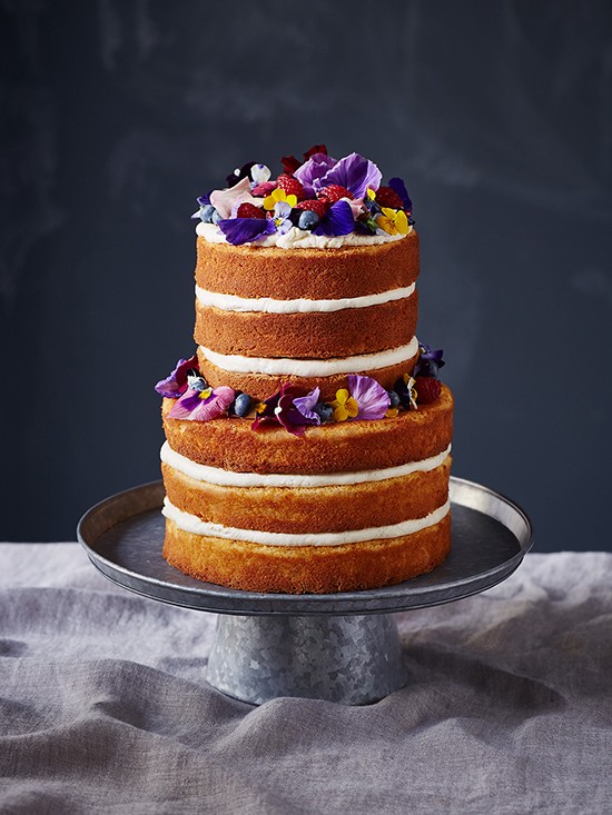 Naked Cake With Flower Petals