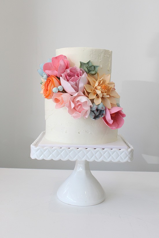 Pastel flower wedding cake