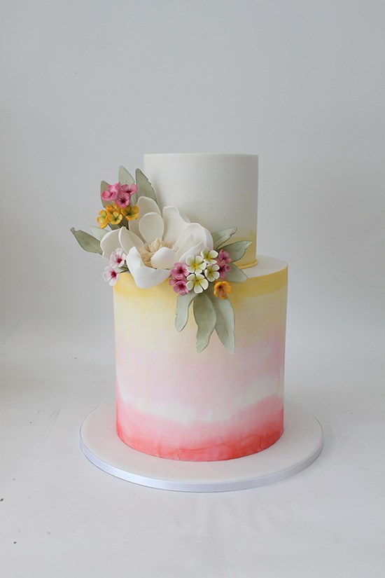 Watercolour wedding cake