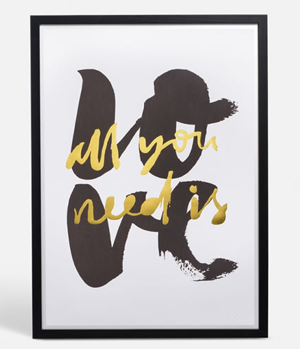 WLC_Blacklist Studio All You Need Is Love Gold Foil Print with Black Frame_$250