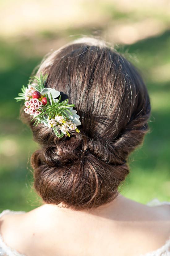 Wedding hair with greenery