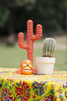 Fiesta wedding decor with cactus