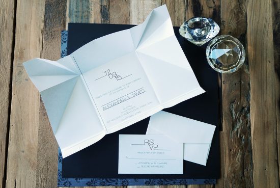 Folded wedding invitation