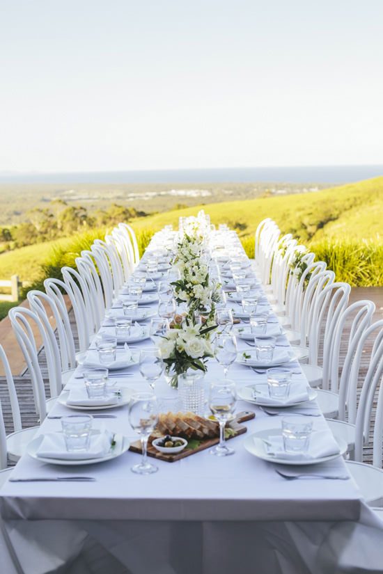 All white outdoor wedding reception