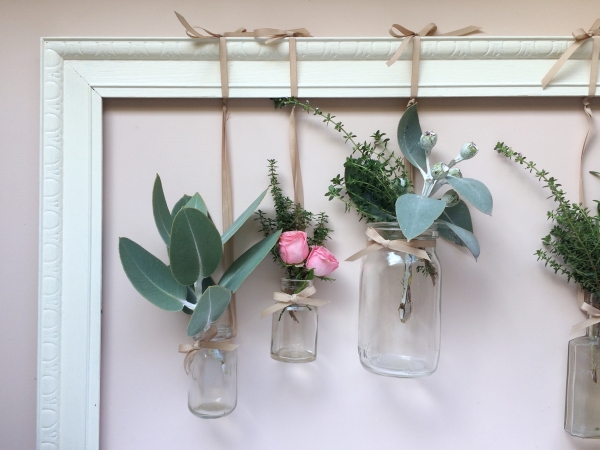 Framed Flower Hanging Jars Tutorial